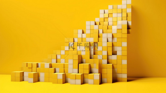 标题选项 1 逐步上升到成功立方体堆叠在黄色背景上