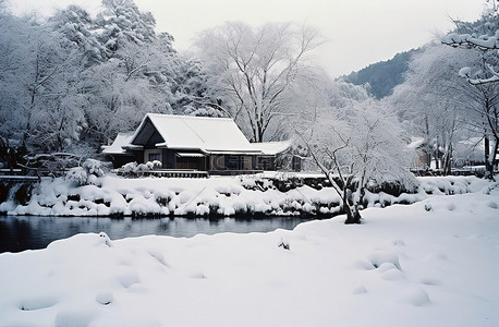 亚基马被雪覆盖的房子