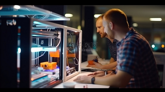 生意背景图片_观察 3D 打印机的结果 人们好奇地检查打印的物体