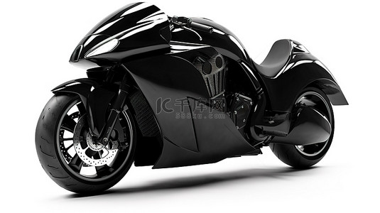 黑色白色背景超级运动摩托车的 3D 插图