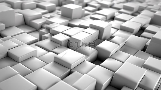 3D 生成的象牙立方体未来派黑白设计簇