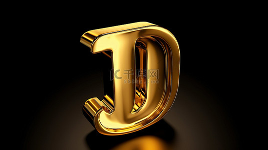 字体图标背景图片_黑色按钮图标上皇家金色精英现代字体字母 j 的 3d 插图
