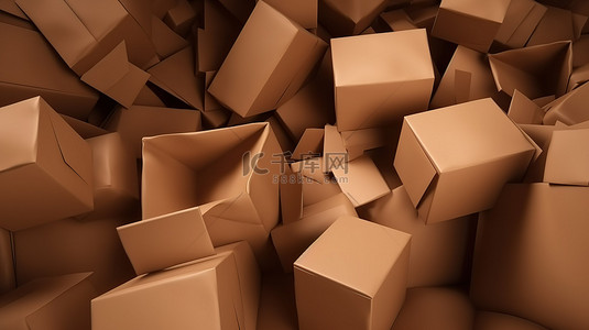 纸箱运输背景图片_3d 渲染中的纸箱背景