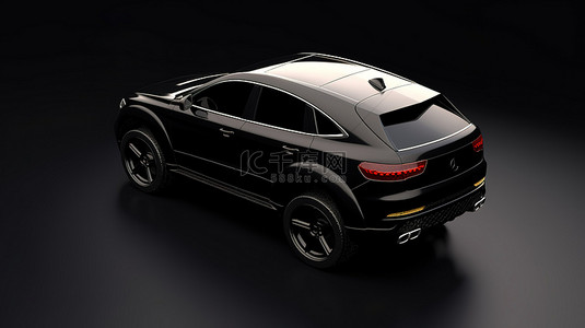 背景上孤立的黑色 SUV 的 3D 模型