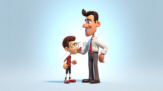 父亲节拥抱背景图片_父子相遇的 3D 插图