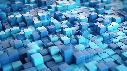 抽象背景艺术柔和的蓝色马赛克设计的 3D 渲染