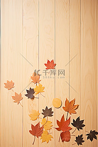 漂浮的落叶背景图片_秋叶漂浮在木桌和桌面上的空中