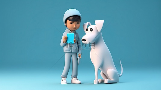 小狗爪子背景图片_具有 3D 渲染外观的可爱角色