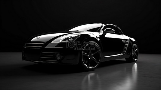 豪华车背景背景图片_时尚黑色运动轿跑车的 3d 渲染