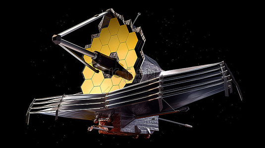 NASA 提供的元素增强了詹姆斯韦伯望远镜在广阔太空中的 3D 渲染效果