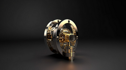 使用钥匙孔保护您的数据 3D 渲染未锁定的挂锁，以保护和隐私