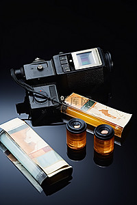 两台胶片相机和记忆棒设备
