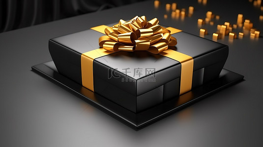 创意礼品背景图片_优质黑色星期五礼品盒的 3D 渲染，带有创意设计的封闭封面和礼物模板