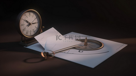 计时器和空白信封的数字描绘