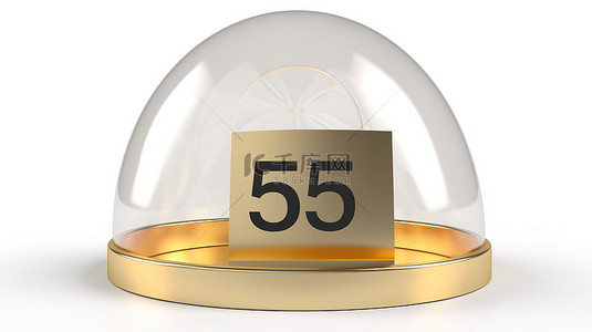 金色的“95”在餐厅钟形装饰的 3D 渲染中闪耀