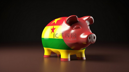 动物牛储蓄罐背景图片_几内亚比绍储蓄罐主题 3d 渲染的积极经济增长