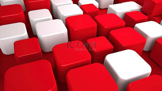 红色方形背景，具有孤立的 3d 白色语音气泡
