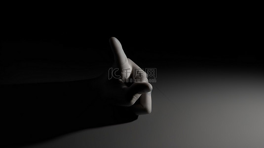 数字创作 3D 插图，卡通手指向左侧，手指点击并投射阴影