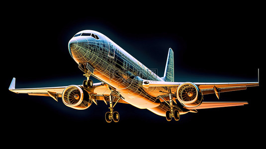 天空飞机背景背景图片_以 3D 复合材料呈现的图形飞机