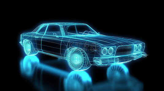 速度背景背景图片_全息线框设计中汽车的 3D 渲染