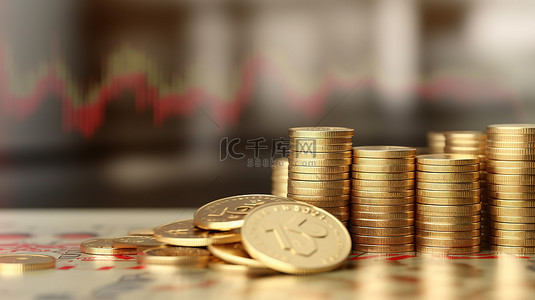 卢布背景图片_俄罗斯卢布货币硬币金融交易图的 3D 渲染