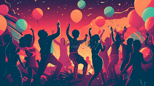 派对彩色气球人群背景