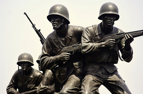 兵背景图片_带有步枪的士兵形式的纪念碑