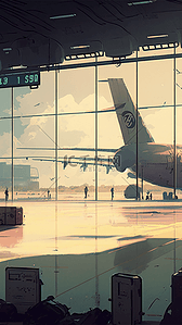 航空公司背景图片_旅游机场大厅黄色