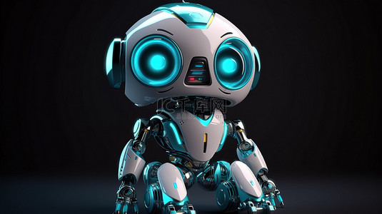 可爱的机器人背景图片_可爱的卡通，如令人惊叹的 3D 渲染中的人工智能机器人
