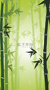 竹子森林背景图片_一片竹林卡通竹子竹叶背景创意插画自然背景