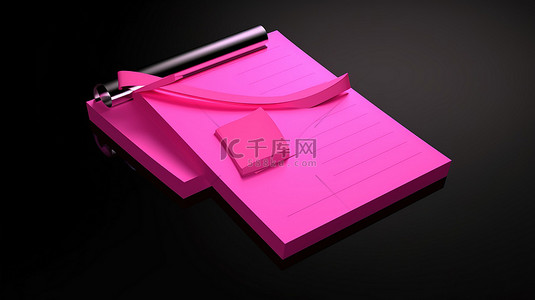 列表列表背景图片_粉红色 3d 待办事项列表图标的插图完成