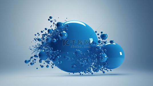 灰色背景上蓝色语音气泡的 3d 渲染
