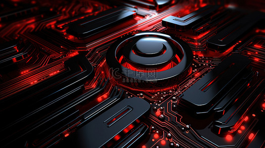 黑科技背景黑色背景图片_抽象3D插画黑色和红色科技背景