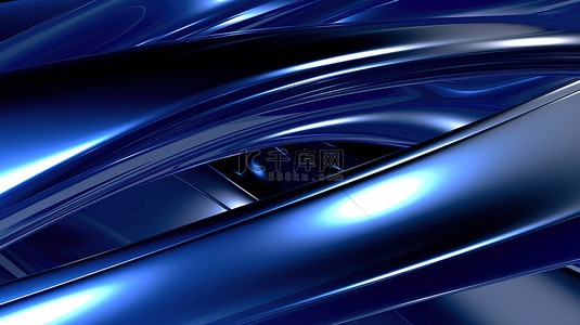 蓝色条纹曲线背景图片_闪闪发光的蓝色 3D 背景，有五条精致的线条