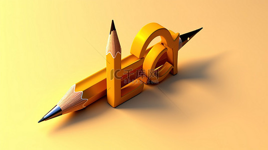 用铅笔表示“想法”一词的三维插图