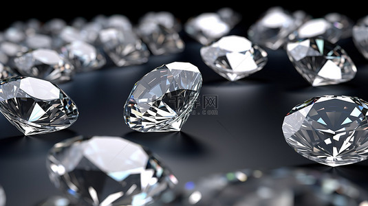 具有钻石簇的 3D 渲染背景