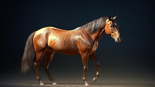 奔马背景图片_雄伟的棕色种马令人惊叹的 3d 渲染
