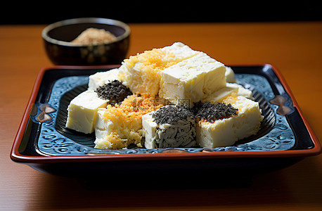 韩国传统美食背景图片_Kung Pow yummyo 日本年糕和泡菜的照片 照片