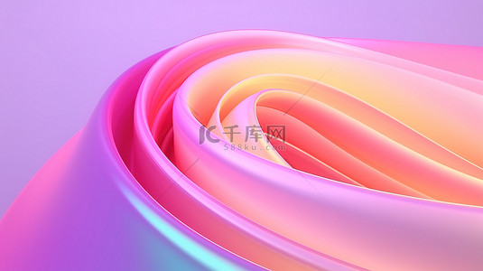 细波浪线背景图片_充满活力的细梯度线在迷人的光漩涡中与柔和的粉红色背景 3D 渲染插图