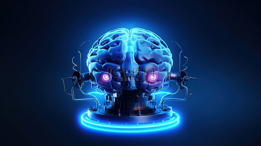 激光技术蓝色背景大脑护理的 3D 渲染