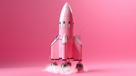 粉色飞船背景图片_火箭或航天器的孤立粉红色 3d 渲染