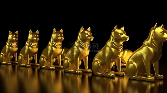 虚拟货币背景图片_dogecoin 的标志性 doge 阵容的虚拟货币创新 3d 渲染