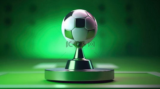3D 渲染足球杯，带冠军舞台领奖台