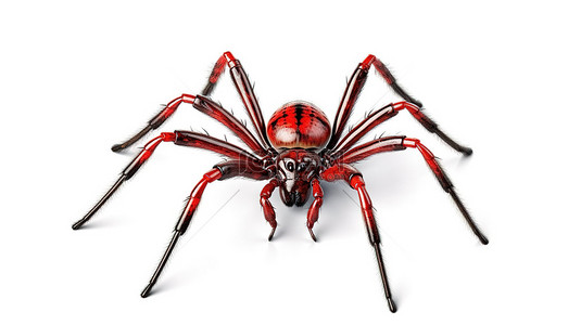 白色表面上蜘蛛昆虫的 3d 插图