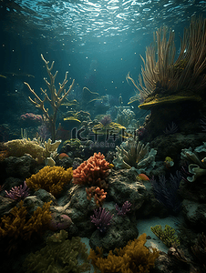 大海海底世界珊瑚植物摄影广告背景