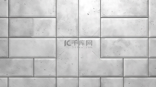 白色灰色豪华光滑混凝土瓷砖的 3D 渲染，实现无缝地板和墙壁纹理