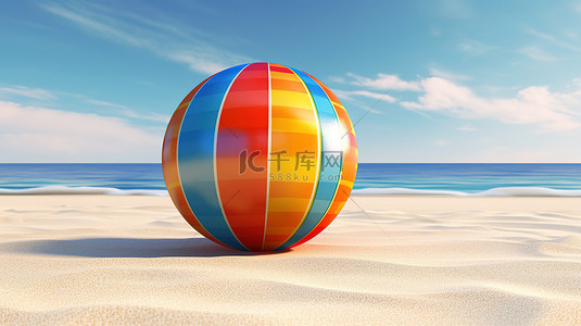一个带有空白区域的沙滩球，用于添加在 3d 中创建的文本