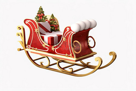 圣诞节圣诞雪橇透明背景png剪贴画