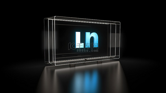 3d 渲染电视上发光的 linkedin 标志
