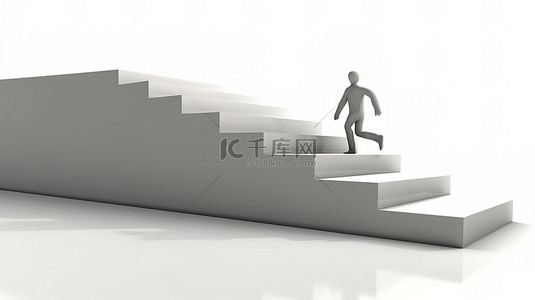 帅哥人物背景图片_动态 3D 插图人加速楼梯隔离与剪切路径